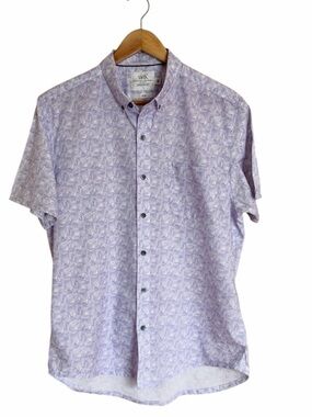 WRK Reworked Purple Short-Sleeve Button-Up Shirt. Size Large. Slim fit.